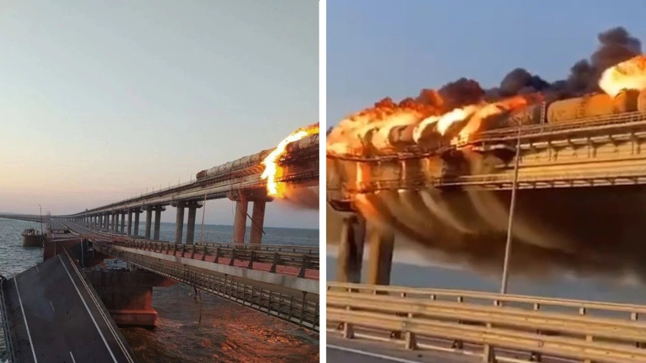 فيديو تفجير جسر القرم قبل الحذف